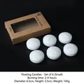 Set di 6 piccole candele galleggianti bianche, durata 4 ore, in scatola kraft - Candele Galleggianti Piccole - 6 Pezzi