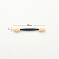 Dual-head eyeshadow applicator with black handle and beige sponge tips, 64mm length - Short Sponge Head Double-Ended