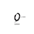 Black 2.5mm thick stainless steel hoop earrings with a 10mm diameter minimalist design - 2.5*10mm Black (Single)