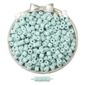6mm light blue-green acrylic cylinder beads for DIY jewelry making in a silver bowl - Light Blue