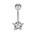 Silver star-shaped stainless steel belly ring featuring sparkling cubic zirconia - Silver/Star Zircon