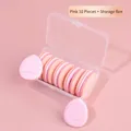 10-piece set of mini pink teardrop finger powder puffs with clear storage case - 10 Pack + Storage Box / Pink