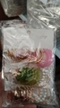 Fashion earring set with pink and green resin loops, gold rings, pearls and butterflies - 54 KC Gold (4404)