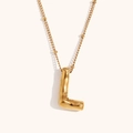 Golden 18K plated stainless steel necklace featuring a balloon-style letter L pendant - Gold-L