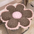 Bloemvormig zitkussen met roze imitatiebont rand op een opvouwbare stoel - 50cm / Bruine Bloemen