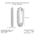 Rectangle huggie earrings in 18K gold plated S925 silver with 0.13CT moissanite - Silver/E13245
