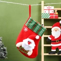 Red Christmas stocking with Santa Claus 3D figure and green Merry Christmas sign decoration - Alphabet Sock - Santa Claus