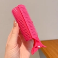 Pink hair root volumizing clip with nylon velcro roller for high hair crown styling - Rose Red (Large)