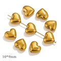 Goldene 10x9mm herzförmige Edelstahl-Zwischenperlen für DIY-Schmuckherstellung - Glattes Herz mit Vertikalem Loch / Gold