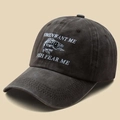 Vintage charcoal grey washed baseball cap with white Women Want Me fish embroidery - Coffee