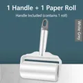 Lint roller set in white and gray featuring one ergonomic handle and one adhesive refill - 10cm White Grey (1 Handle + 1 Roll)