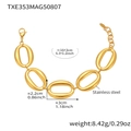 Detailed size specifications for gold stainless steel oval link chain bracelet - 16+3cm / Gold Bracelet