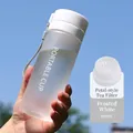 600ml frosted white sports water bottle with petal tea strainer and portable carrying rope - 600ml / Matte White