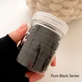 Elastische Haargummis im Glas, tiefschwarze und langlebige Haarbänder für Frauen - Dose Schwarz Serie (100 Stück/Packung)