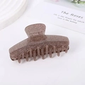 Elegant champagne brown hair claw clip with shimmering glitter and resin finish - Dark Brown