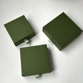 Three deep green drawer jewelry boxes with light green satin pull tabs in a set - Green Drawer Box / Small (Inner 7.5x7.5x2.8cm)