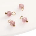 Pink faceted strawberry quartz gemstone pendants with gold metallic loops for DIY jewelry - Strawberry Quartz