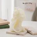 Portrait relief scented candle in cream white featuring floral hair details and gift tag - Long Hair Flower Portrait(61) / Cream White