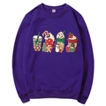 Purple long-sleeved Christmas hoodie with snowman and gingerbread print for winter - S / Style 311 / Purple