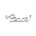 Vista dettagliata di un ciondolo 'Peace' in acciaio inossidabile argento con finitura lucida - Stile Peace (KLJ5103-Z)