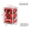 Set di 12 palline di Natale rosse con glitter e motivi a fiocco di neve in scatola trasparente - 4cm (Confezione da 12) / Rosso