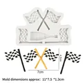 Siliconen mal voor racevlaggen en flessen voor DIY-fondant en taartdecoratie - 2# Racevlaggen / Grijs
