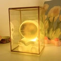 Astronaut night light in clear gift box with gold heart detail and warm glow - Astronaut # Gold Book / Gift Box Version