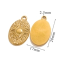 Detail view of gold tarot sun pendant with dimensions 17mm by 28mm for DIY jewelry - Oval Sun-Gold