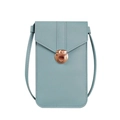 Light blue faux leather mini crossbody phone bag with rose gold buckle closure - Light Blue