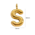 14K gold plated chunky puffy letter S alphabet pendant charm measures 18mm by 13mm - Letter S