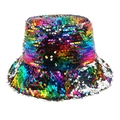 Cappello a secchiello da donna con paillettes colorate arcobaleno per feste e eventi - M (56-58cm) / Coriandoli Colorati