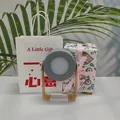 Portable gray LED lantern night light with light wood handle for gift set - Little Bag + Gift Wrap - Couples / Gray