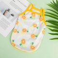 Breathable white mesh pet tank top with vibrant orange slices print and yellow trim - XS / White Orange Yellow Edge