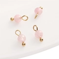 Pink faceted stone pendant with gold clasp for DIY handmade jewelry bracelets - Rose Quartz