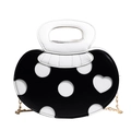 Sac à bandoulière à pois et cœurs noir et blanc avec chaîne en métal doré - Noir