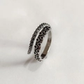 Adjustable silver octopus tentacle ring with vintage texture and detailed suckers - Octopus Tentacle 2