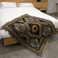 Coperta in maglia bohémien con sole e luna e frange per campeggio e divano - 130x160cm / XT2023-2 Totem Sole e Luna