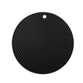 Black round honeycomb silicone heat resistant mat with hanging hole for dining table - Black