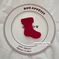 Red velvet Christmas stocking ornament for DIY crafts and tree decor, size 6.5x9cm - Big Stocking-02 (Red)