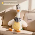 Cartoon plush duck dog toy with plaid scarf and soft textured fabric for pets - White Long-neck Duck / 46cmx23cm