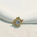 Gold-plated winged heart charm with clear cubic zirconia inlay for DIY jewelry - Double Winged Heart Angel