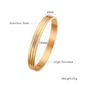 Polished 8mm gold stainless steel bangle for women with rectangular diamond inlay - B073-8mm Gold
