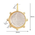 Pendentif en nacre soleil et lune dorée avec étoiles et cristaux bohèmes - Coquillage Visage de Lune Soleil