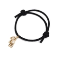 Adjustable black cord bracelet with a gold bear charm paved in sparkling micro zircons - Gold Bear Black Braided Rope