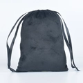 Detailed view of premium black velvet drawstring pouch for jewelry and makeup storage - 8*10cm / Flat Top Drawstring Bag / Black