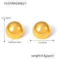 Pendientes de botón semicirculares de acero de titanio chapados en oro de 18k - Dorado