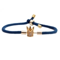 Bracelet ajustable couronne en corde bleue tressée avec pierres de zircon blanches - Couronne Bleue