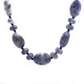 Abacus and oval-shaped natural sodalite beaded necklace with blue and white stone textures - Blue Spot Jasper