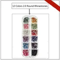 Nahaufnahme von 12 Farben 2.0mm runden Strasssteinen in einer Organizer-Box - 12 Farben 2,0 mm Runde Straßsteine