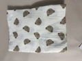 Muslin cotton baby blanket with brown bear print in white color, folded view - Bear